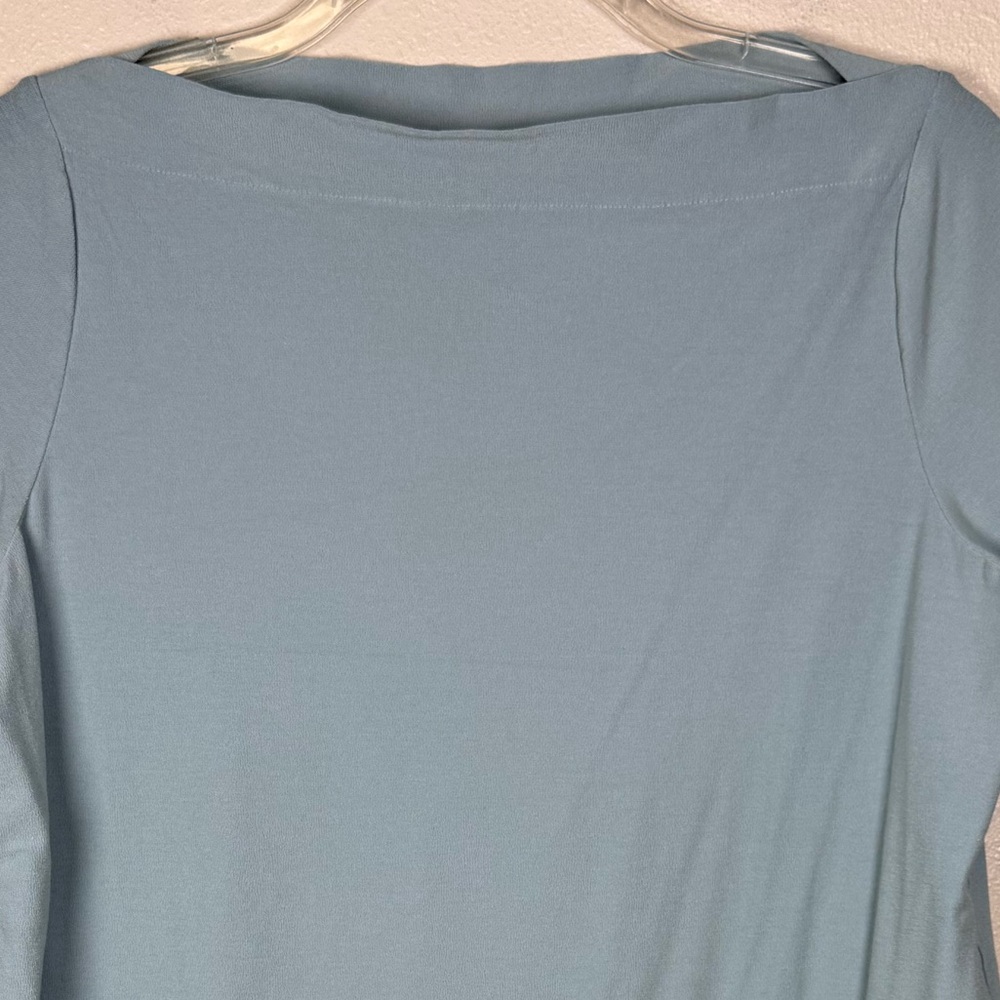 Eileen Fisher Washable Stretch Crepe Shift Dress L Boat Neck Viscose 3/4 Sleeves - Picture 6 of 10
